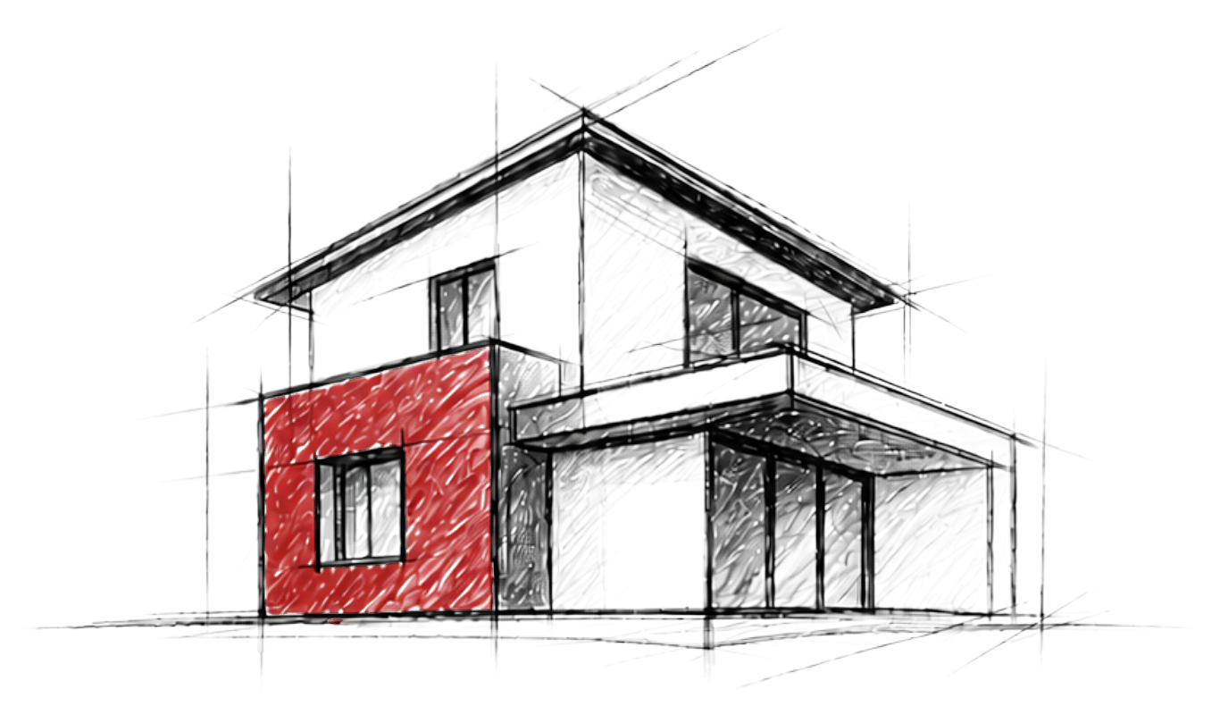 Architektonische Skizze eines modernen Hauses